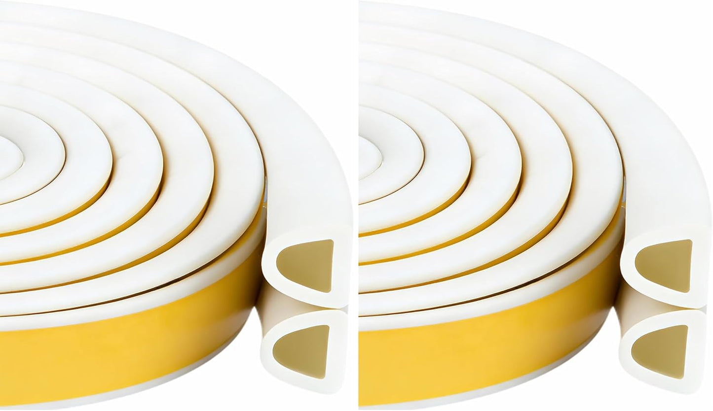 Weather Stripping Seal Strip Tape, Doors Windows Frame Self Adhesive D Type Foam Sealing Tape, 32.8Ft Rubber Soundproof Insulation Cell Foam Stripping, White