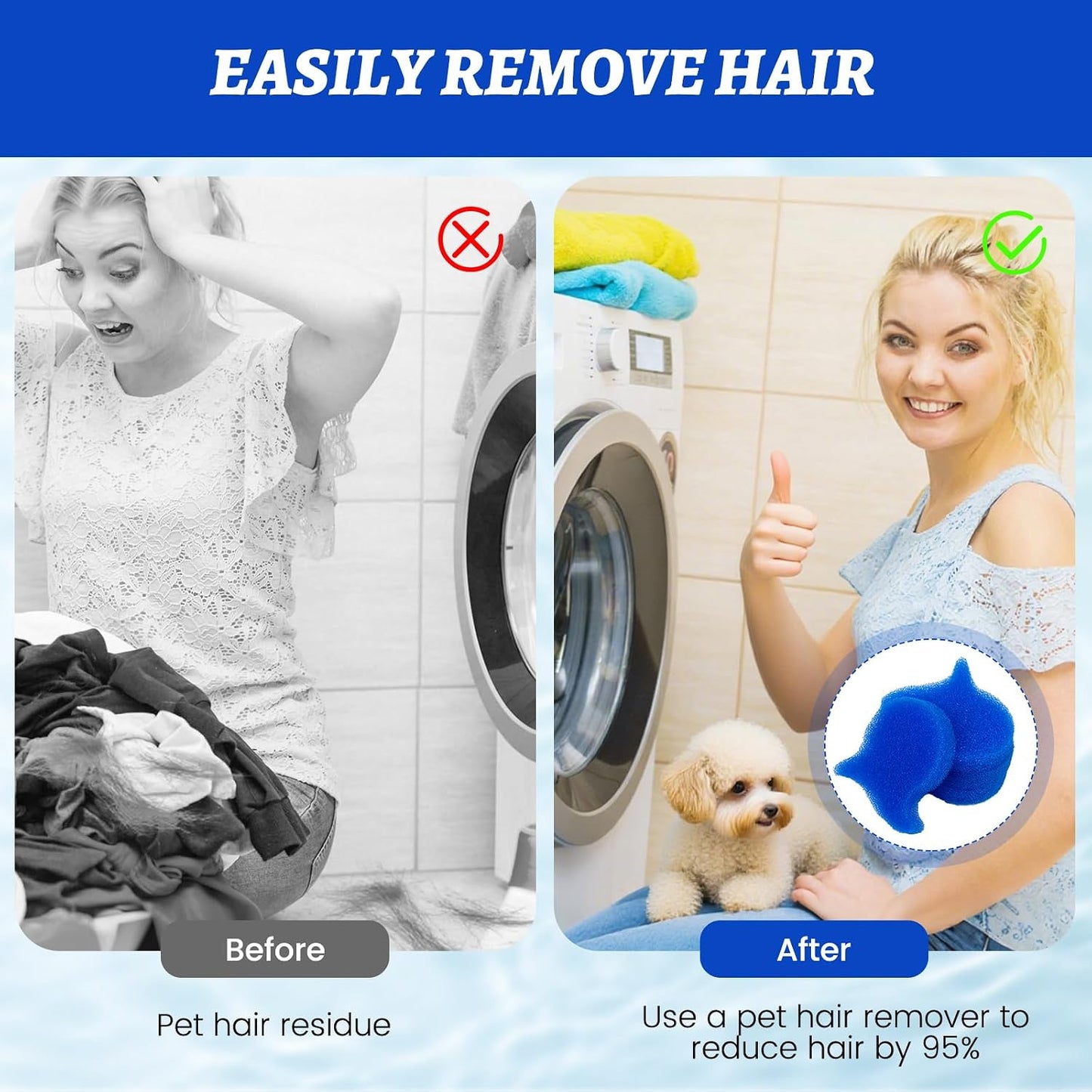 Pet Hair Remover for Laundry - Reusable Dryer Pet Hair Balls,Effortlessly Removes Dog Cat & Dog Hair from Clothes in Washing Machine Hair Catcher(4Pcs)