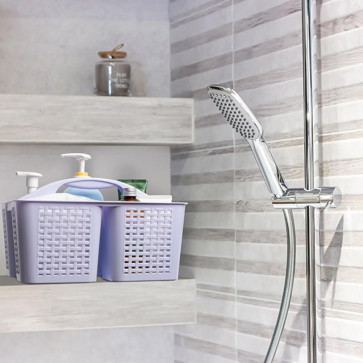 Tiawudi Portable Shower Caddy, Caddy Organizer with Handle, Plastic Shower Basket Hold Soap, Shampoo, Hair Supplies and Beauty Products, Cleaning Supplies Organizer for Home, Dorm, Shelf and Cabinet