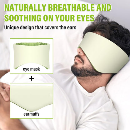 Sleep Mask & Earmuffs for Sleep - 2 in 1 Ear & Eye Mask with Ear Plugs