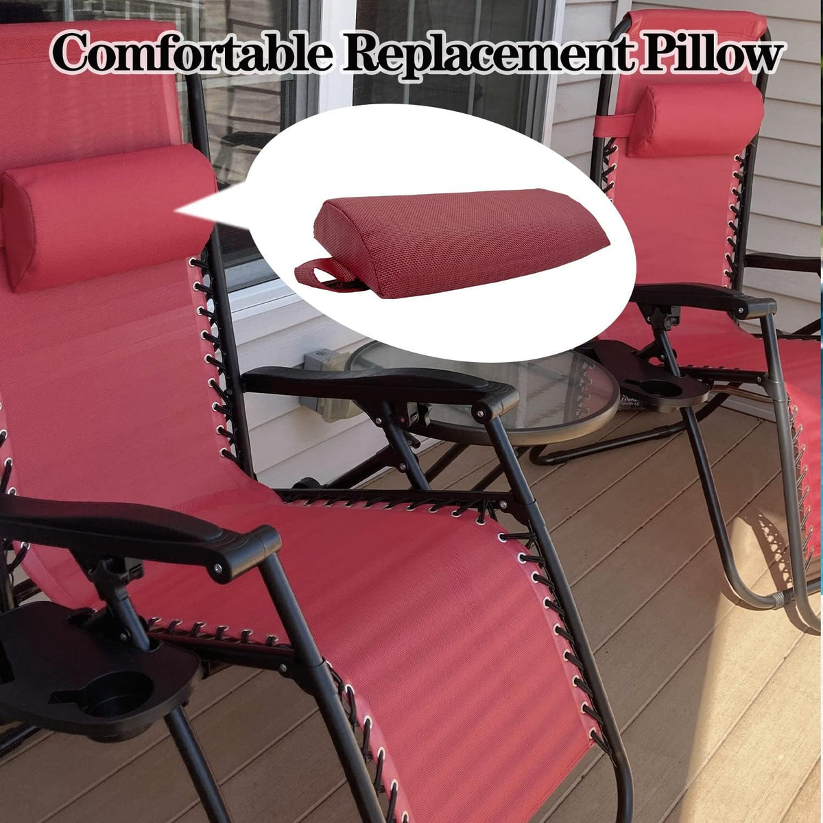 Zero Gravity Chair Set of 2 Replacement Pillow Headrest with Elastic Band, Universal Soft Removable Padded Cushion Head Pillow for Zero Gravity Lounge Chair, Folding Patio Lawn Recliner Chairs, Blue