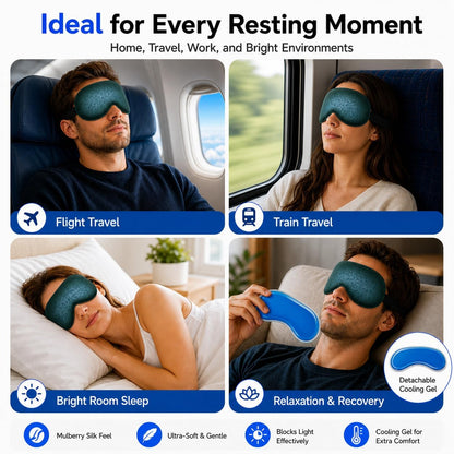 Cooling Sleep Mask with Mulberry Silk Surface & Removable Gel Pack