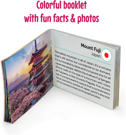 Menique Explore the World Memory Matching Game – 100 Cards (50 Pairs) with Famous Landmarks from 50 Countries – Includes Flag, Country & Place – Educational Geography Game + Informative Booklet