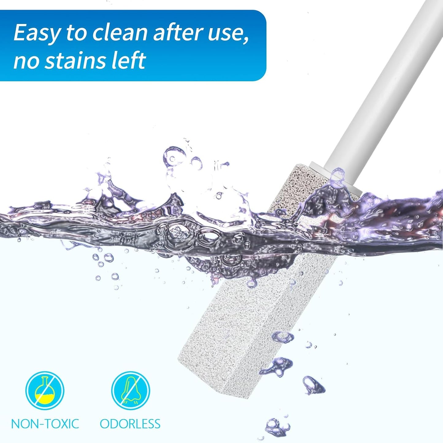 4TH Pumice Stone Toilet Bowl Cleaning – Pumice Sticks with Long Handle, Ideal for Removing Hard Water Rings and Stains, Eco-Friendly and Scratch-Resistant-3Pack