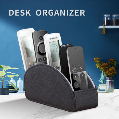 Pu Leather TV Remote Control Holder with 5 Compartments,Remote Caddy/Tray | Bedside Table Desk Storage Box/Organizer for Pen,DVD,Blu-Ray,Media Player,Heater Controller,Cosmetics,Glasses,Office Supplies