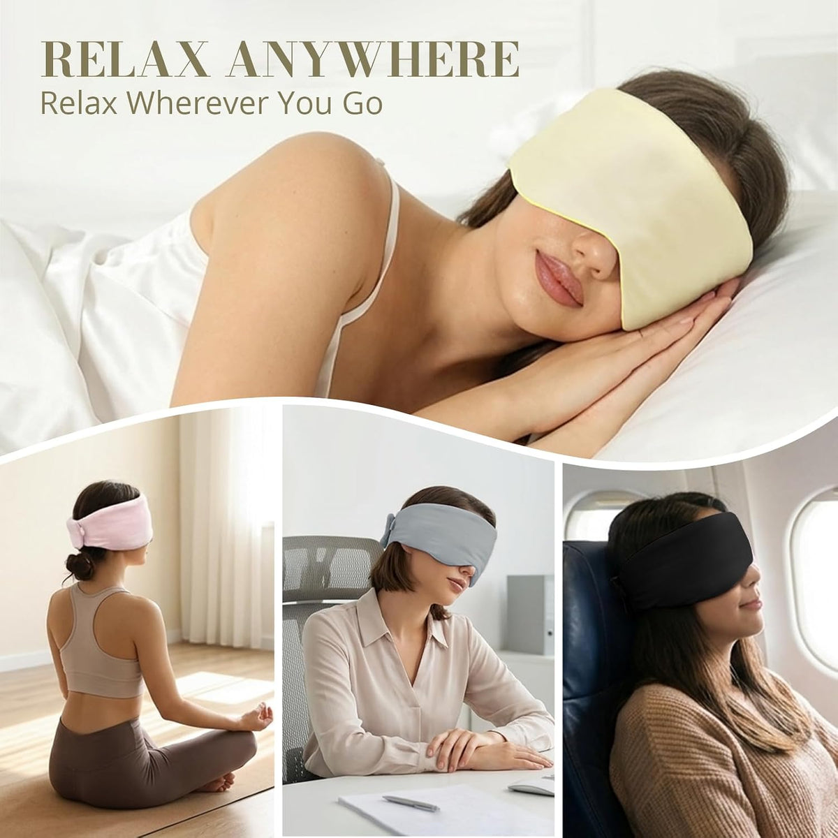 Sleep Mask for Women Men, Reversible Eye Mask Sleeping with Cozy & Cooling Sides, Adjustable Velcro Band, Blackout Face-Hugging Padded Eye Cover for Sleeping Travel Office, Grey/White