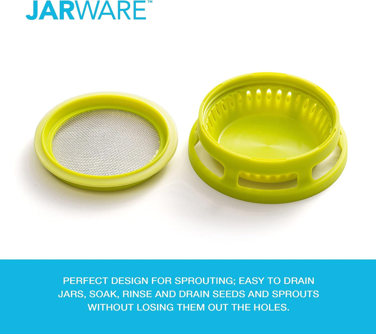 Jarware Herb Saver Lid for Wide Mouth Mason Jars, Green