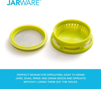 Jarware Herb Saver Lid for Wide Mouth Mason Jars, Green
