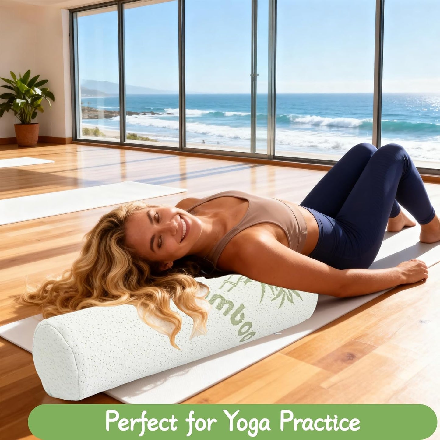 3 Pcs Cervical Neck Roll 18 x 4 Inches Removable Washable Cover Cylinder Memory Foam Pillow for Travel Yoga Sleeping Neck Back Lumbar Legs Support