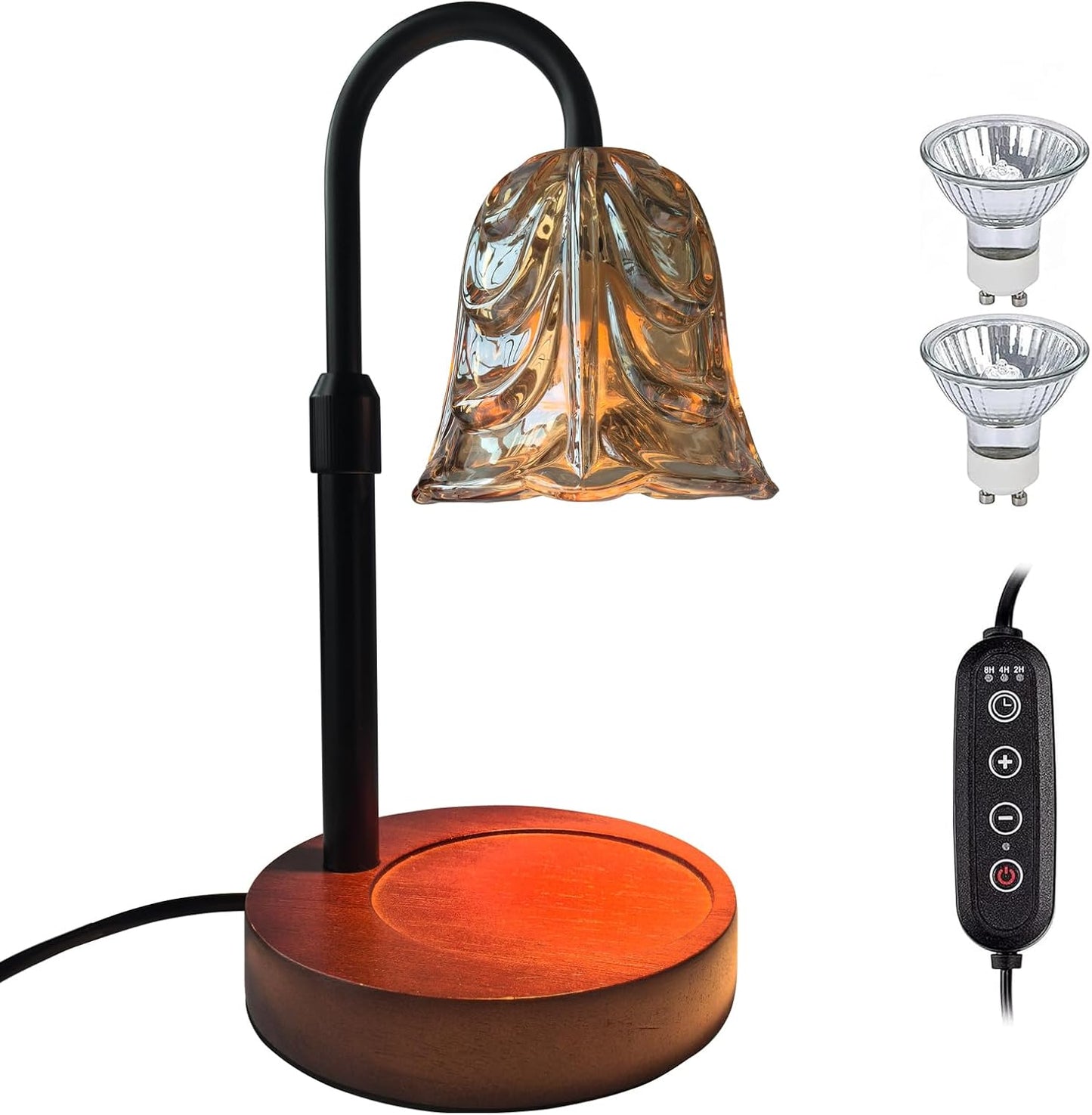 ANFOOS Candle Warmer Lamp with Timer and Dimmer, Adjustable Height Flameless Wax Melter for Jar Candles, 4-Level Brightness Control Electric Candle Warmer with 2 Bulbs, Home Decor Gift
