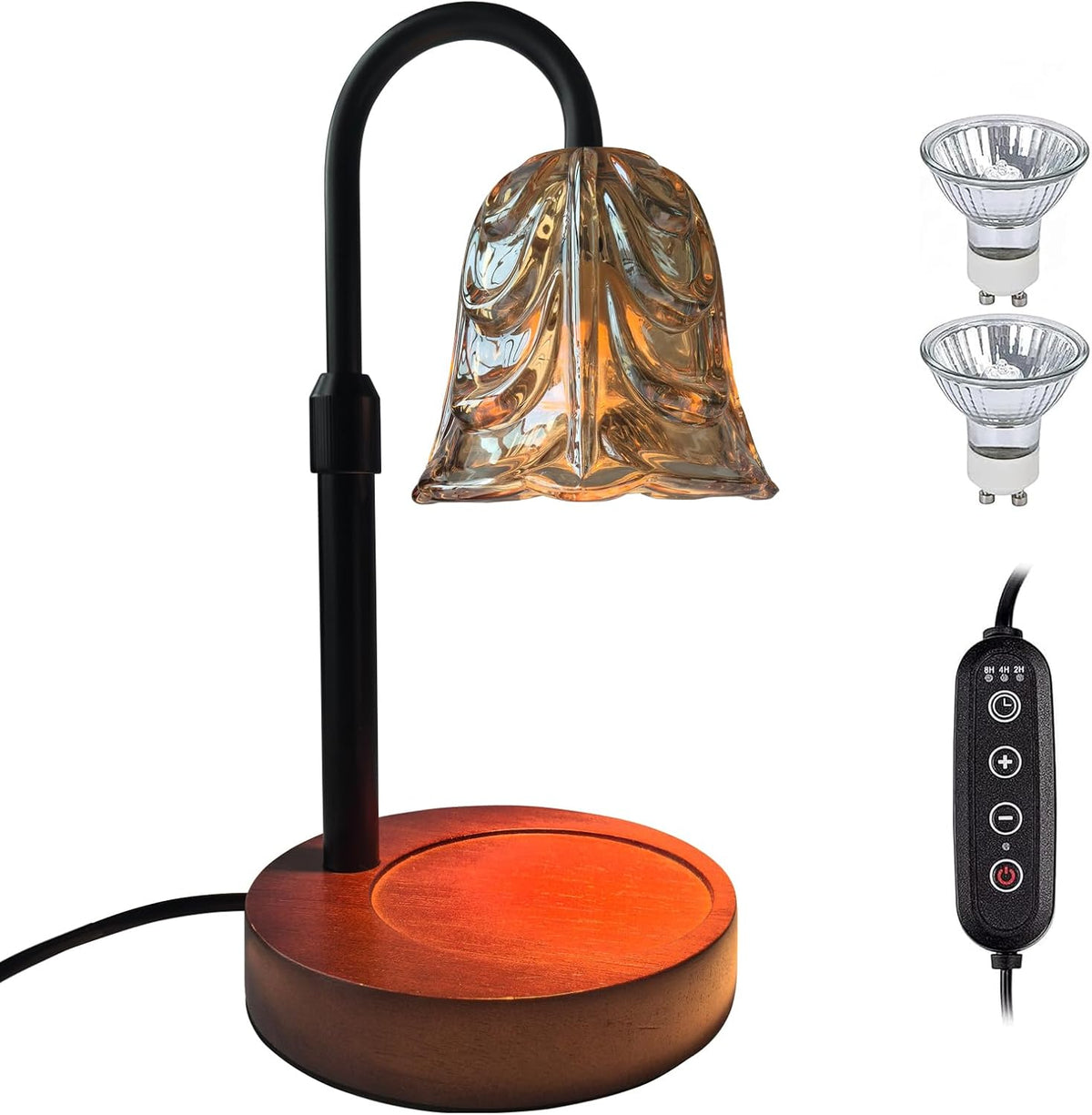 ANFOOS Candle Warmer Lamp with Timer and Dimmer, Adjustable Height Flameless Wax Melter for Jar Candles, 4-Level Brightness Control Electric Candle Warmer with 2 Bulbs, Home Decor Gift