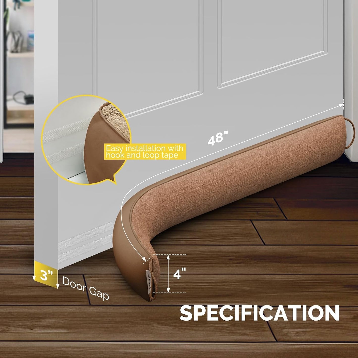 fowong 32" Door Draft Stopper, Weighted Under Door Noise Stopper, Oatmeal | Weighted Fabric Blocks Drafts, Dust & Light, Great for Interior Doors to Help Reduce Noise and Improve Comfort