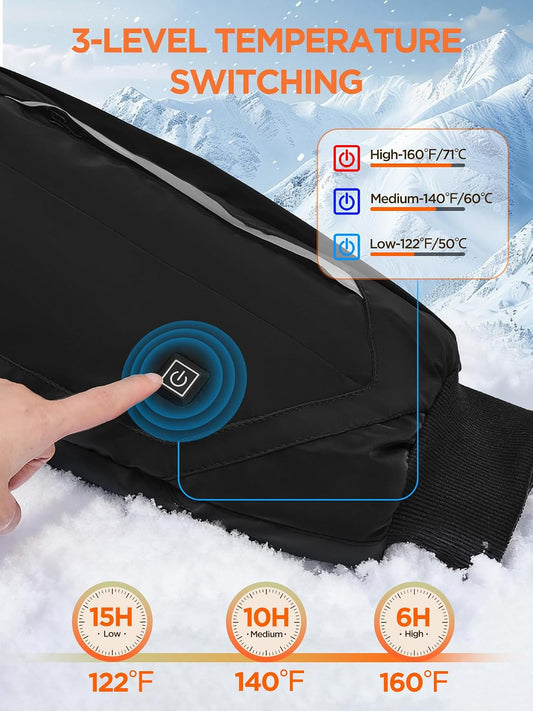 Heated Hand Warmer Pouch, 3-Stage Heat Electric Heated Hand Muff, 10000mAh Rechargeable Portable Power Bank Hand Warmer for Football, Hunting,Fishing,Camping,Outdoor Work