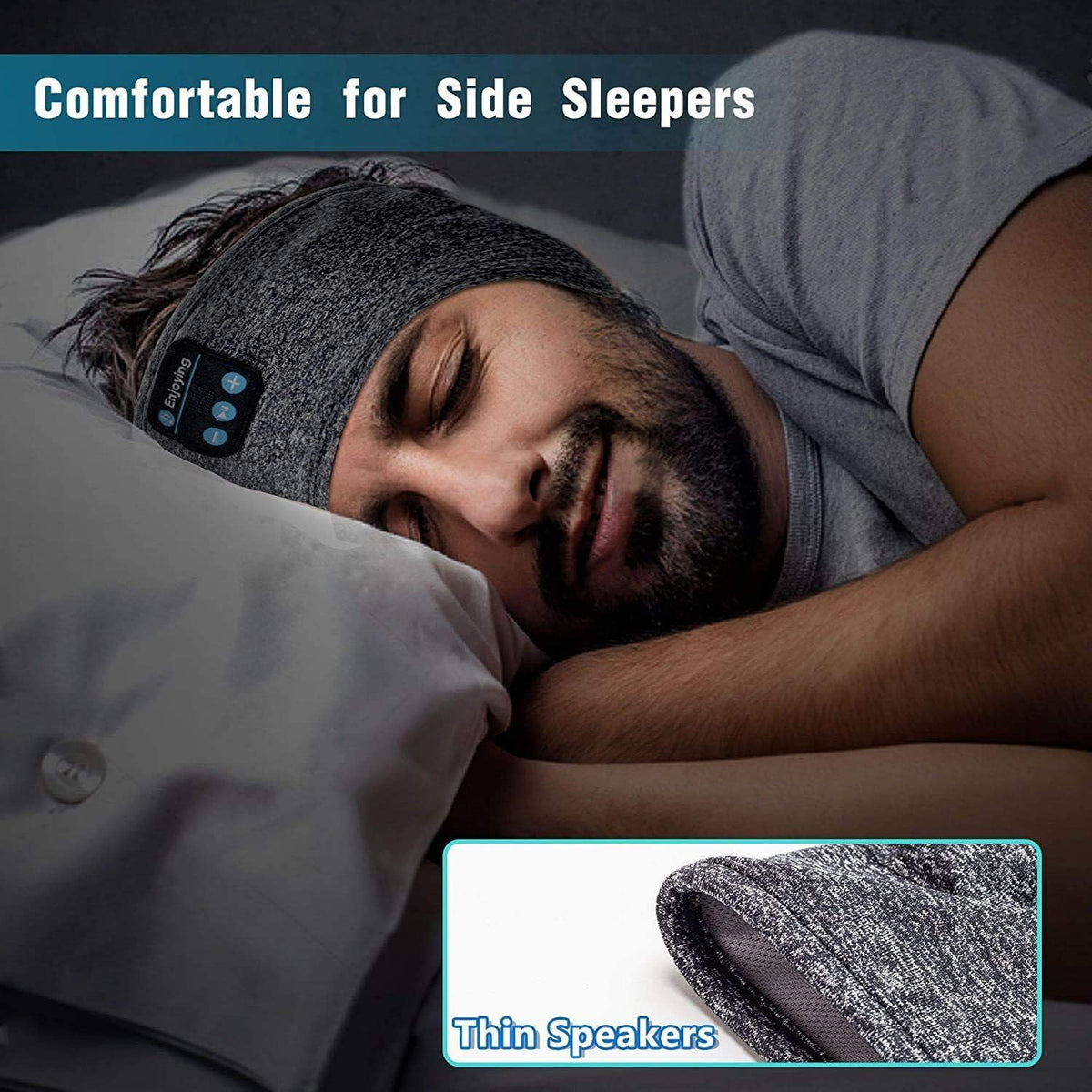 Wireless Bluetooth Sports Headband Headphones Ultra-Thin HD Stereo Perfect for Sleeping,Workout,Jogging,Yoga,Insomnia, Air Travel, Meditation Gray
