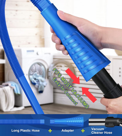 Sealegend 2 PCS Dryer Vent Cleaner Kit, Dryer Lint Vacuum Attachment&Brush | Blue Dryer Vent Vacuum Hose Dryer Lint Remover Brush for Dryer and Washer,Deep Traps Cleaning Tool Fits Most Vacuums