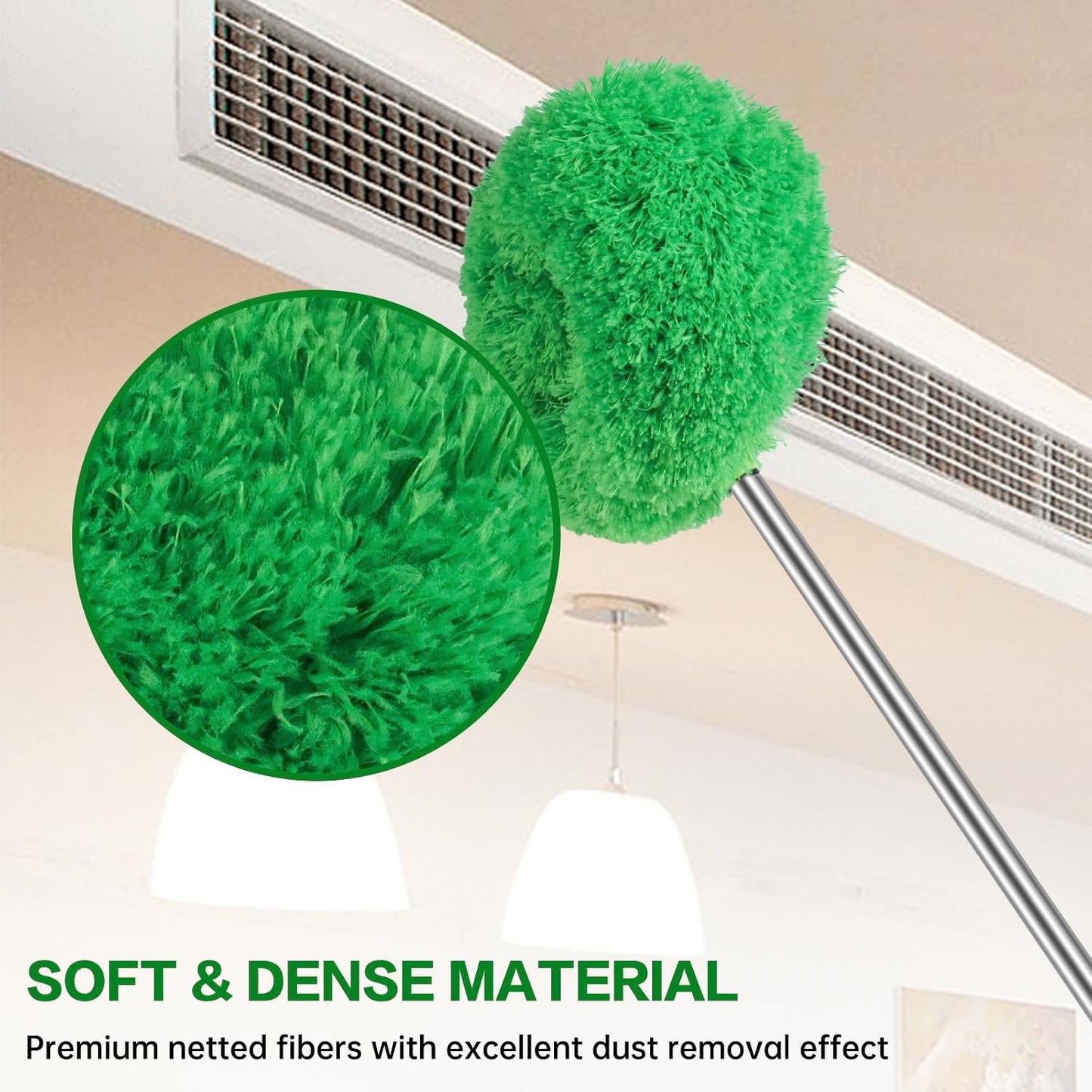 Ceiling Fan Cleaner Duster Reusable Microfiber Ceiling Fan Blade Cleaner Removable Duster with Extension Pole Adjusts 13 to 49.7 Inch for Cleaning Walls Bookshelves Furniture Door Window Top (Blue)