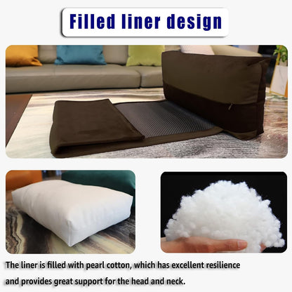 Adjustable Headrest Pillow for Recliners and Armchairs - Non-Slip Velvet Cushion for Neck Support and Pain Relief (Gray)
