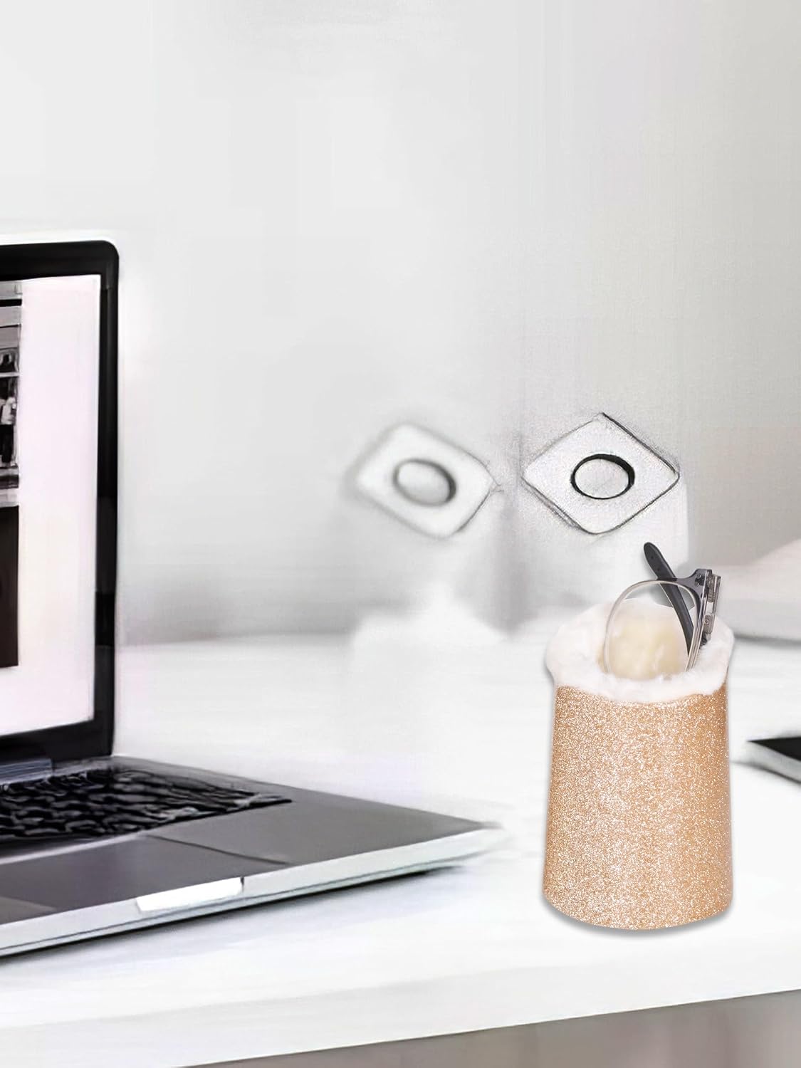 Pack of 2 Plush Lined Eyeglasses Holder Stand Case Glasses Protective Holder for Desks or Nightstands