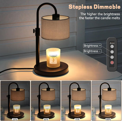 FINCMY Candle Warmer Lamp with Timer, Adjustable Height Candle Wax Warmer Candle Lamp Warmer for Jar Candles, Home Decor House Warming Gifts Compatible with Various Candles (Linen)