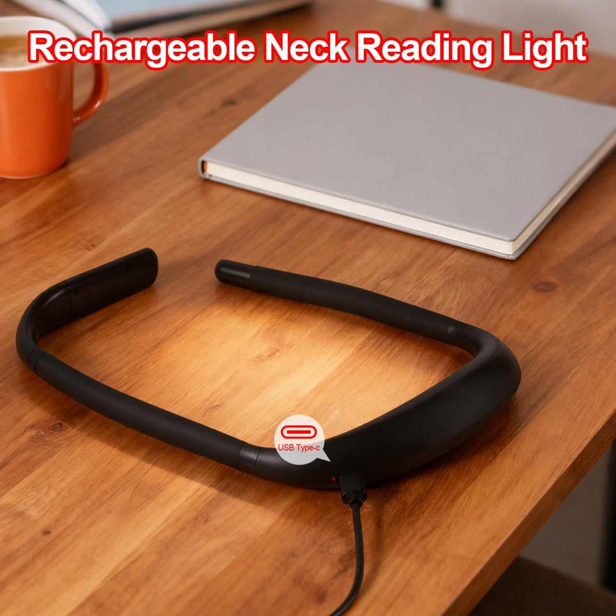 630nm Red Neck Reading Light - Zero Blue Light, Rechargeable Dimmable Portable LED Red Neck Book Lamp for Reading, Crafts, Knitting, Crochet at Night, Ideal Gift for Readers and Craft Lovers