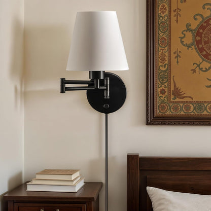 VONLUCE Wall Lamp, Plug in & Swing Arm Wall Sconce, Nickel Finish