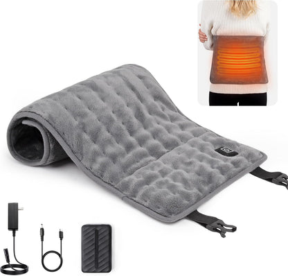Portable Cordless Heating Pad for Back Shoulders 12x24, 10000mAh Battery