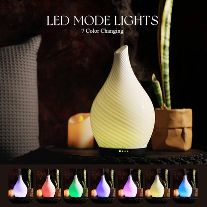 Porseme Essential Oil Diffuser 280ml Handmade Glass Diffuser 7H Runtime | Elegant Handmade Glass Aroma Diffuser with 7-color LEDs, Quiet Aromatherapy and Safe Auto Shut-off, Perfect for Gifts