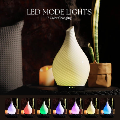 Porseme Oil Diffuser 3D Glass Aromatherapy Ultrasonic Humidifier, Air Refresh Auto Shut-Off, Timer Setting, BPA Free for Home Hotel Yoga Leisure SPA Gift 150ml Last 6H - Colors A