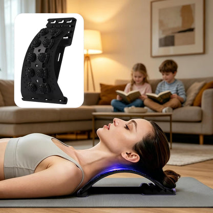 Back Stretcher - Lumbar Spine Relaxer, 4-Level Adjustable Relaxation Board | Yoga Back Stretcher | Scoliosis Massager Device with Black Massage Head for Muscle Alignment Cracking Lower Påin Ŕelief Ho