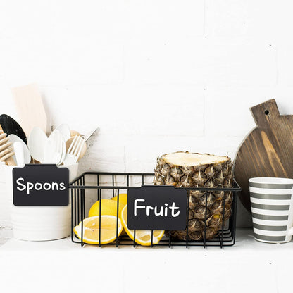 18 Pcs Plastic Basket Bin Label Clip on Removable Basket Label Clip with White Chalk Markers for Kitchen Pantry Storage Fabric Box Hanging Bin