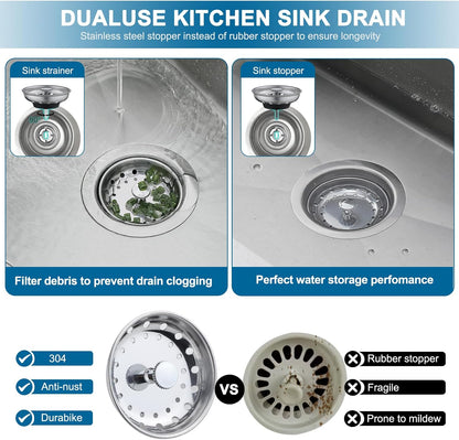 ZM Kitchen Sink Basket Strainer with Stopper, 3-1/2” Drain