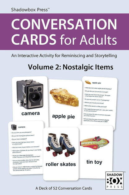 Conversation Cards, Two Deck Set: Familiar Words and Nostalgic Items | Dementia Activities for Seniors | Alzheimer’s Products | Memory Loss Activity | Reminiscing, Storytelling