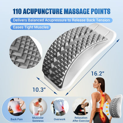 Back Stretcher for Back Pain, Adjustable Height & Soft Sponge Material | Lumbar Back Stretcher With Acupressure Points, Air Pump Adjustable Height, Spine Stretching Support, Scoliosis, Manual Includ