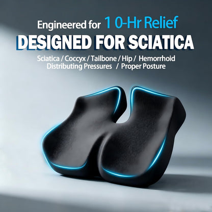Extra Large Seat Cushion for Sciatica & Tailbone Pain – Pressure Relief Coccyx Cushion for Office Chair, Car Seat, Wheelchair, and Long Sitting – Sciatica Pain Relief Pillow