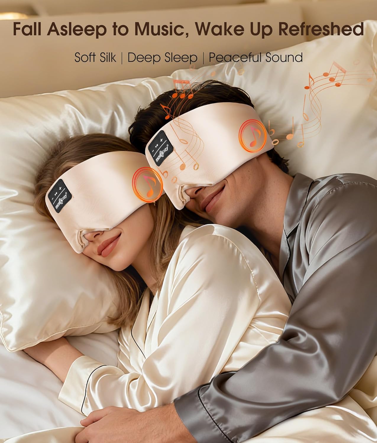 MUSICOZY 3D Mulberry Silk Sleep Mask Bluetooth 5.4 Headphones Full Coverage | Luxury Silk Eye Mask with Blackout Design Ultra Thin Speakers, Side Sleeper Comfort for Travel Relaxation Gifts for Men Women