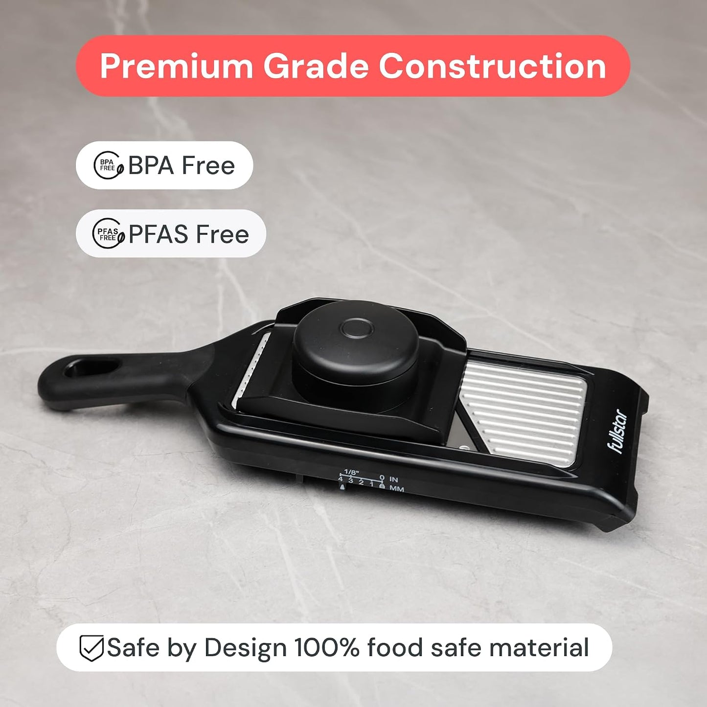 Fullstar - Handheld Mandoline Vegetable Slicer & Julienne Cutter | 2 in 1 Onion, Veggie & Fruit Slicer, 4 Thickness Settings with Stainless Steel Guard for Easy & Safer Slicing (White)