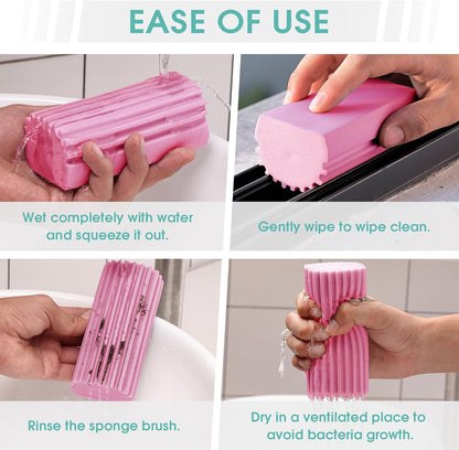 4 Pack Damp Dusting Sponge Duster, Grey Dust Cleaning Sponge, Reusable Household Cleaning Sponge Tool for Blinds, floorboards, Fan Blades, Vents, Glass, Railings, Mirrors