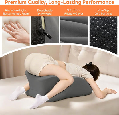Memory Foam Wedge Pillow, 27° Angled Ergonomic Contoured Intimacy Couples Positioning Pillow for Reading, Back & Neck Support, Multi-Functional Body Support Cushion with Removable Cover