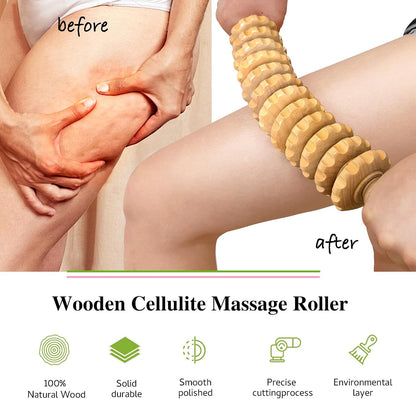 Manual Wood Therapy Massage Stick, Wooden Cellulite Muscle Roller for Legs | Body Sculpting, Lymphatic Drainage Massager, Wooden Massage Tools for Trigger Points Relief, Sore Muscle Recovery