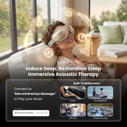 BOB AND BRAD Eye Massager with Heat FSA Eligible HSA, Birthday Gifts for Women Men Mom, Heated Eye Mask for Migraines with Music, Smart Migraine Massager for Dry Eyes Relief & Improve Sleep