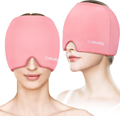 ZNÖCUETÖD Migraine Headache Relief Cap Hat Full Head ice Pack Wrap Cold Cap