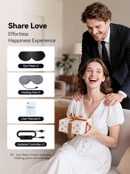 USB Heated Eye Mask for Dry Eyes & Tired Eyes, Warm Compress Therapy with Adjustable Heat & Timer – Soft Relaxation Mask for Puffiness, Dark Circles, Sleep & Eye Strain Relief