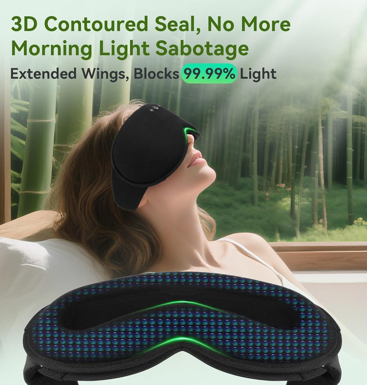 LC-dolida Bamboo Cotton Bluetooth Sleep Mask, 2 in 1 3D Soft Sleep Mask with Sleep Headphones, Sleep Eye Mask with Timming Setting, Blackout Sleeping Mask for Side Sleepers, Women Men, Navy