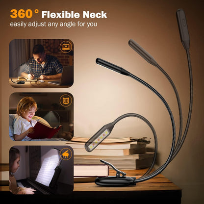 Mini Book Light, Rechargeable Up to 60 Hours, 9-Level Brightness, Easy Clip On Lamp for Night Reading in Bed, Eye Protection Table Light for Bookworms, Kids
