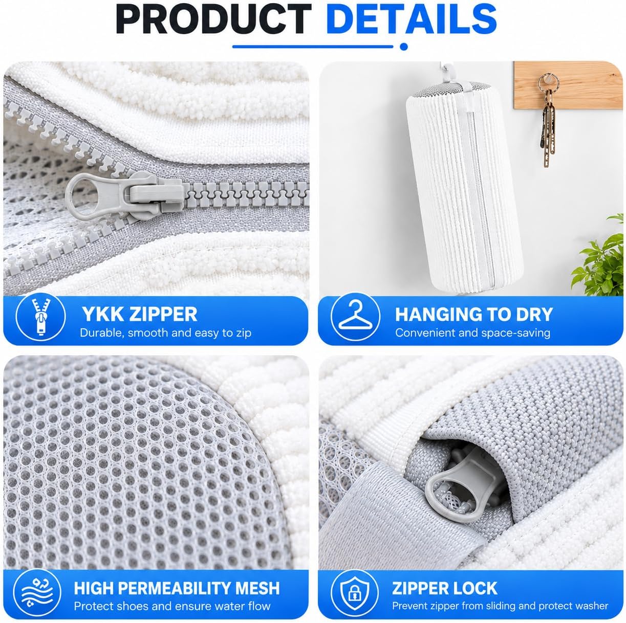 2 Pack Shoe Washing Machine Bag, Laundry Shoe Bag for Washer and Dryer, Reusable Shoe Cleaning Bag for Sneakers and All Shoes Types with Self-Locking Zipper (Yellow)