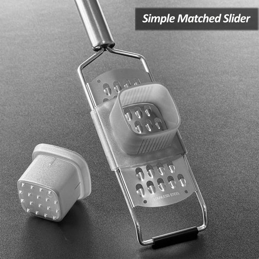 Zester Grater Set, 4 Pack-Fine/Coarse/Extra Coarse/Slider Attachment | Cheese Grater for Ginger, Garlic, Nutmeg, Chocolate, Vegetables, Fruits with Razor-Sharp Stainless Steel Blade