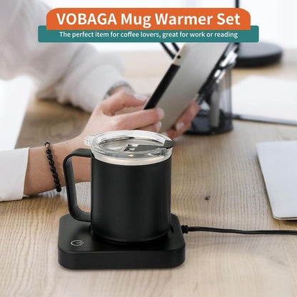 VOBAGA Coffee Mug Warmer Set with Auto Shut Off, 15 oz Coffee Mug Gift Set & 3 Temperature Settings Home Office Desk Accessories Valentine's Day Gift