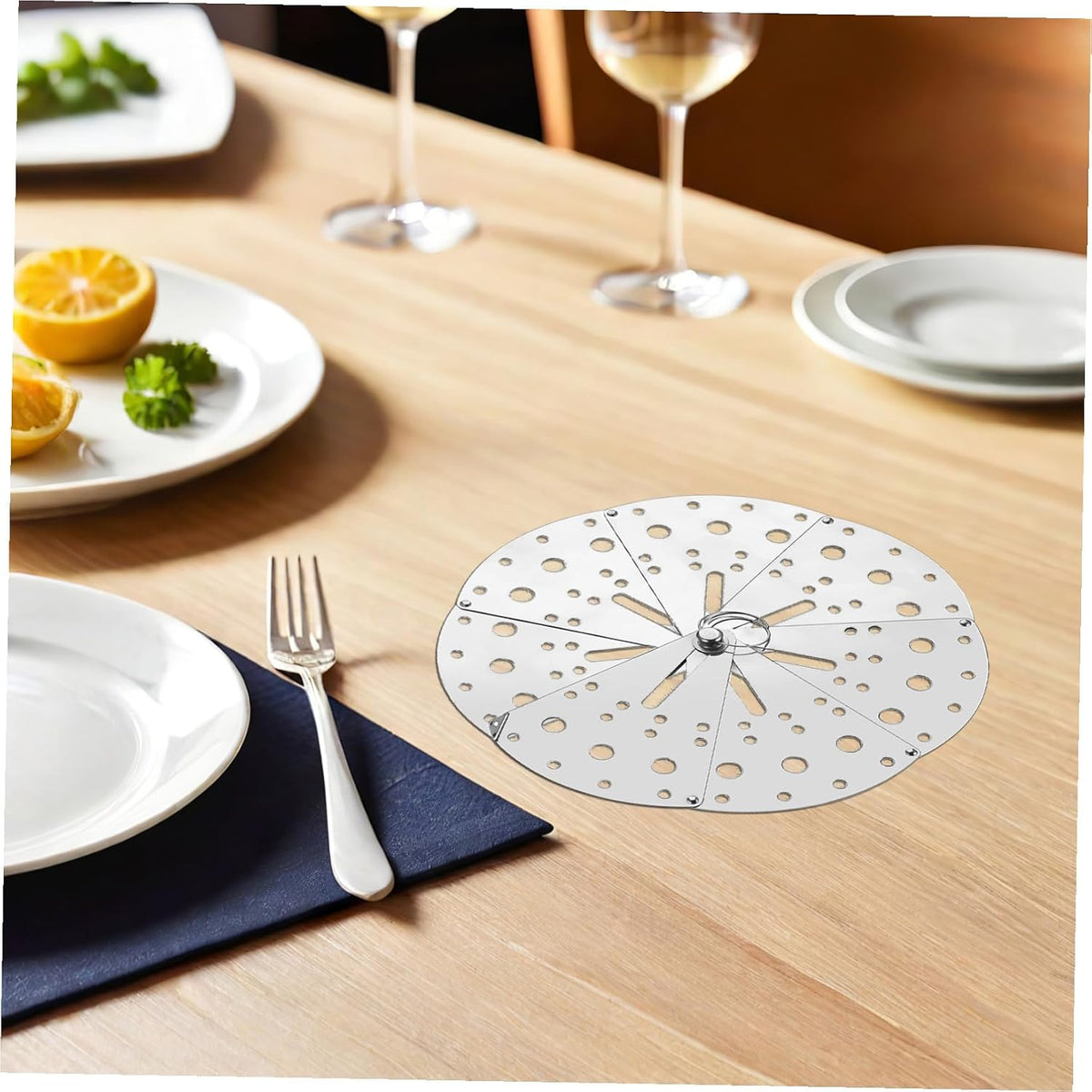 Stainless Steel Adjustable Kitchen Spill Stopper Cover with Air Holes