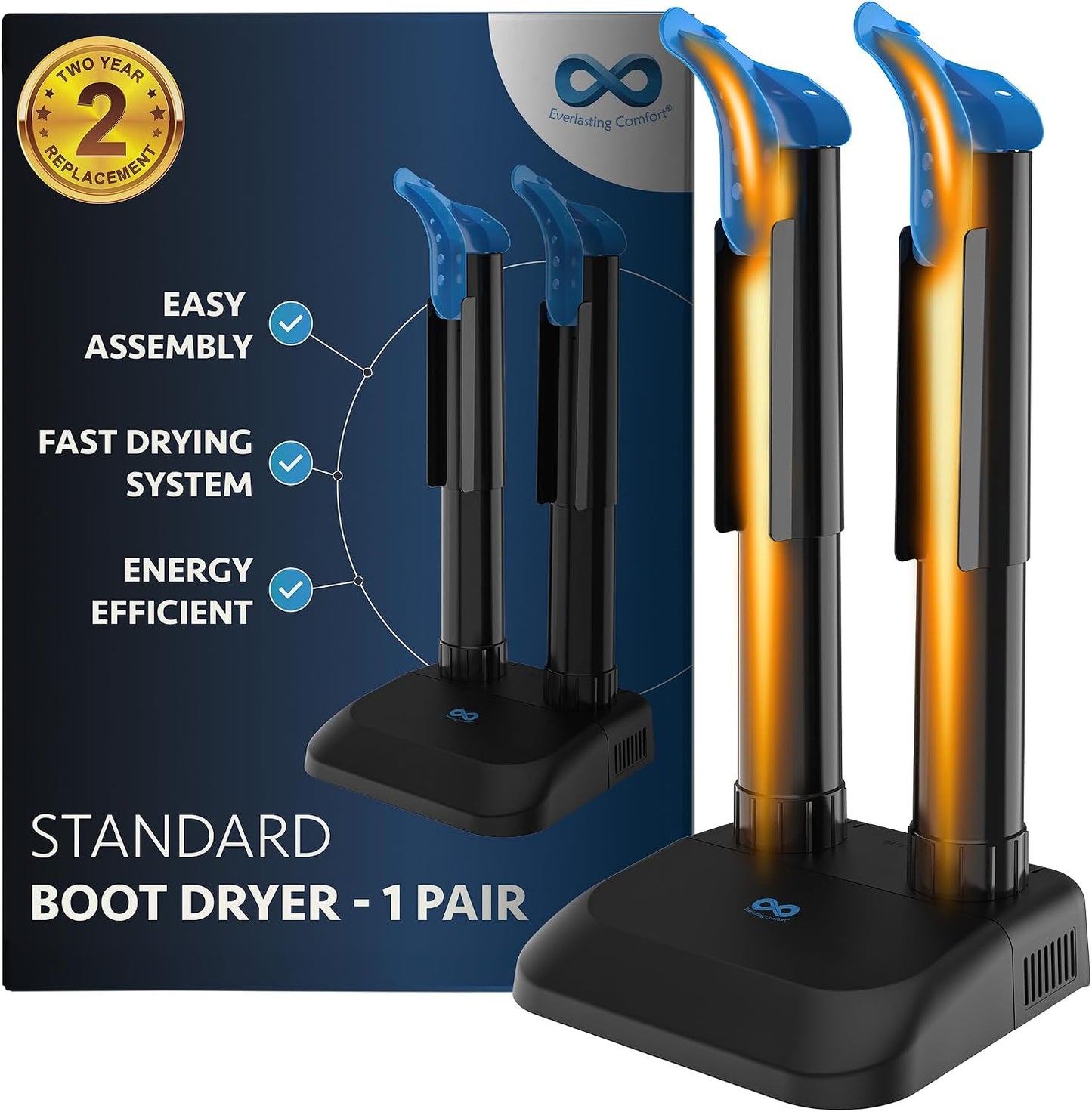 Everlasting Comfort Boot Dryer for Work Boots, Quiet Shoe Dryer, Standard | Portable Shoe Dryer, Compact Design, For Boots, Sneakers, Gloves & Winter Gear, Shoe Warmer, Glove Dryer, Everyday Use