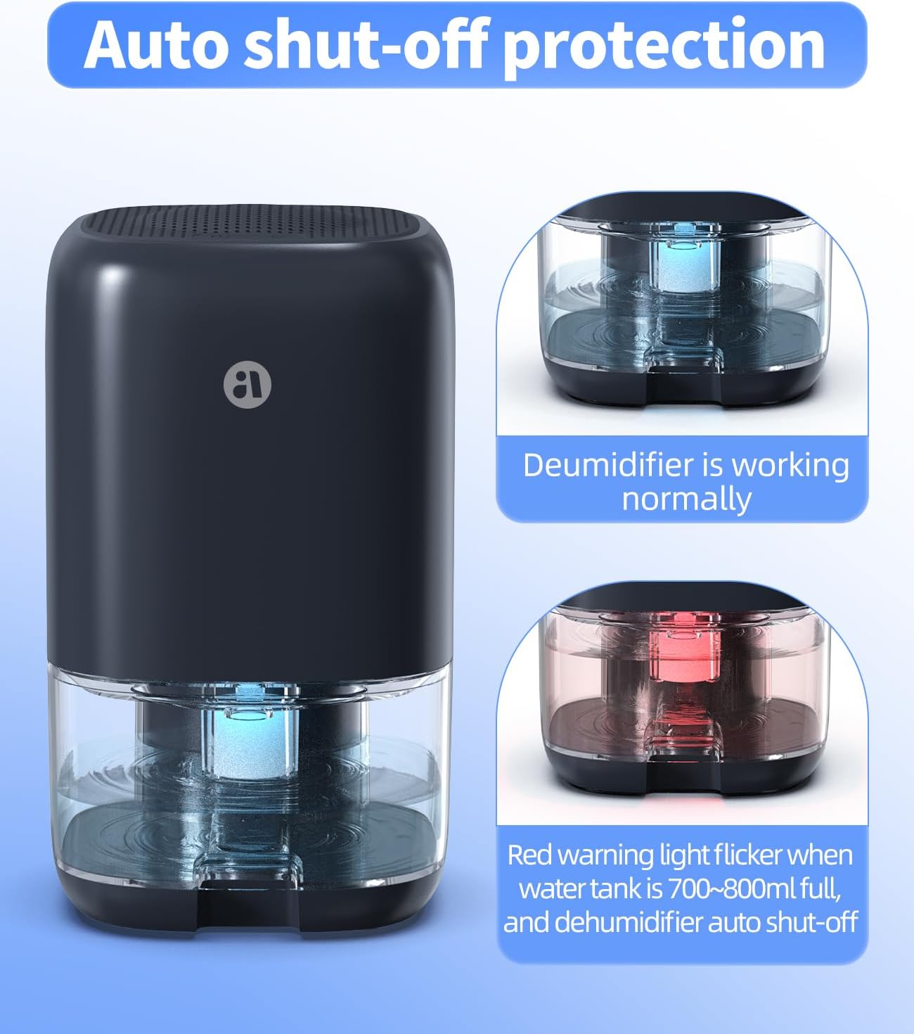 35 OZ Dehumidifier for Bedroom RV, Quiet with Auto Shut Off, Gold | 280 Sq.Ft Small Dehumidifiers for Home Bathroom Closet, 7 Color Light, 28dB Ultra Quiet, 35OZ Water Tank